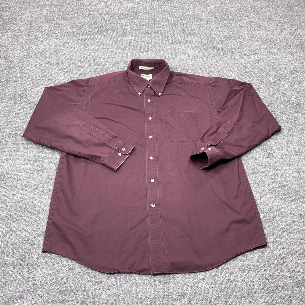 L.L. Bean Shirt Mens Large Red Long Sleeve Button Pockets Casual Everyday